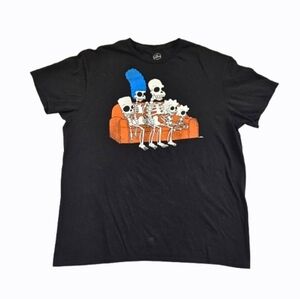 The Simpsons Skeleton Family Couch Mens XL Black Graphic T Shirt